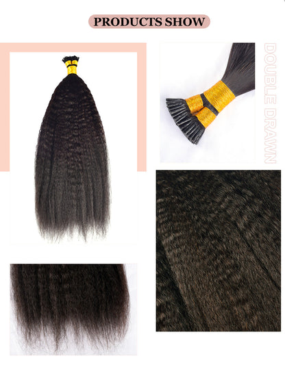 Kinky Straight I Tip Free Shipping Hair Extensions 100% Real Human Hair 100g CVOHAIR