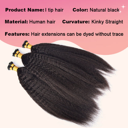 Kinky Straight I Tip Free Shipping Hair Extensions 100% Real Human Hair 100g CVOHAIR
