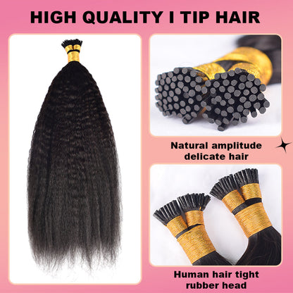 Kinky Straight I Tip Free Shipping Hair Extensions 100% Real Human Hair 100g CVOHAIR