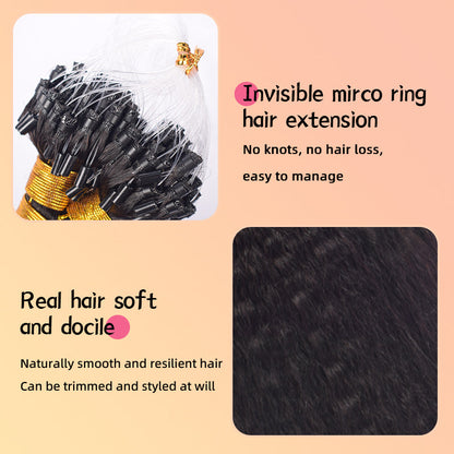 Natural Black Kinky Straight Free Shipping Mirco Ring Hair Extension 100% Real Human Hair CVOHAIR