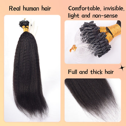 Natural Black Kinky Straight Free Shipping Mirco Ring Hair Extension 100% Real Human Hair CVOHAIR