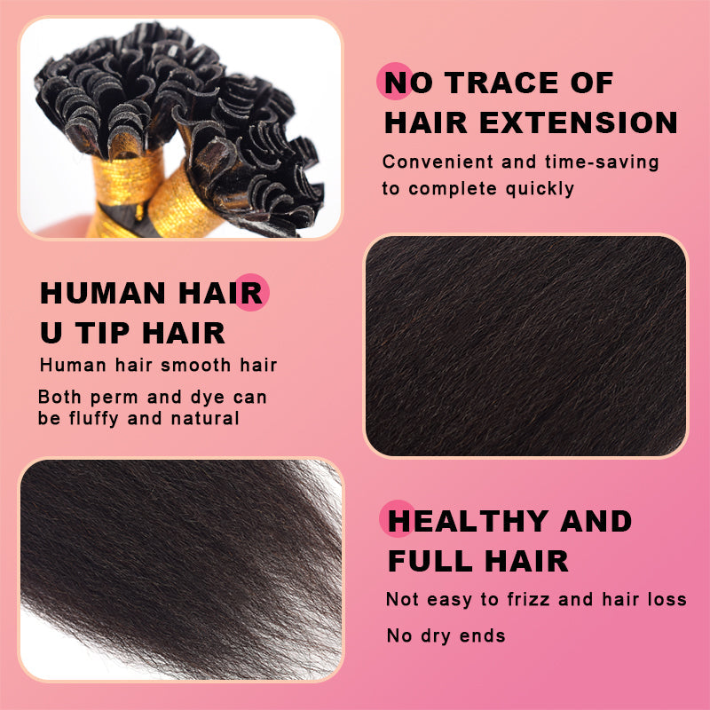 Kinky Straight U-Tip Hair Extensions Free Shipping 100% Real Human Hair 100g CVOHAIR