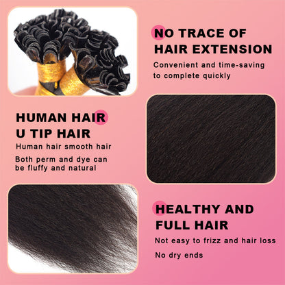 Kinky Straight U-Tip Hair Extensions Free Shipping 100% Real Human Hair 100g CVOHAIR
