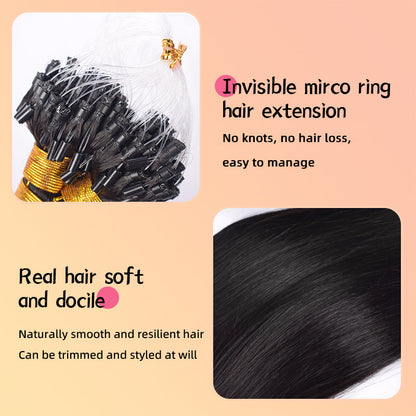 Natural Black Straight Free Shipping Mirco Ring Hair Extension 100% Real Human Hair CVOHAIR