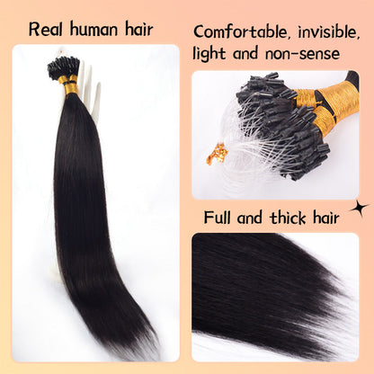 Natural Black Straight Free Shipping Mirco Ring Hair Extension 100% Real Human Hair CVOHAIR