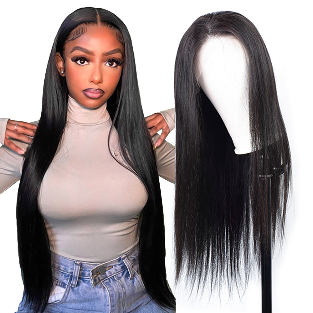 #1B Straight HD Lace Front Wigs Human Hair 180% Density Transparent Lace Frontal Wigs Pre Plucked With Baby Hair CVOHAIR