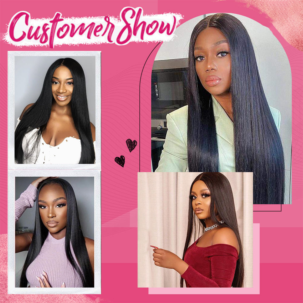 #1B Straight HD Lace Front Wigs Human Hair 180% Density Transparent Lace Frontal Wigs Pre Plucked With Baby Hair CVOHAIR