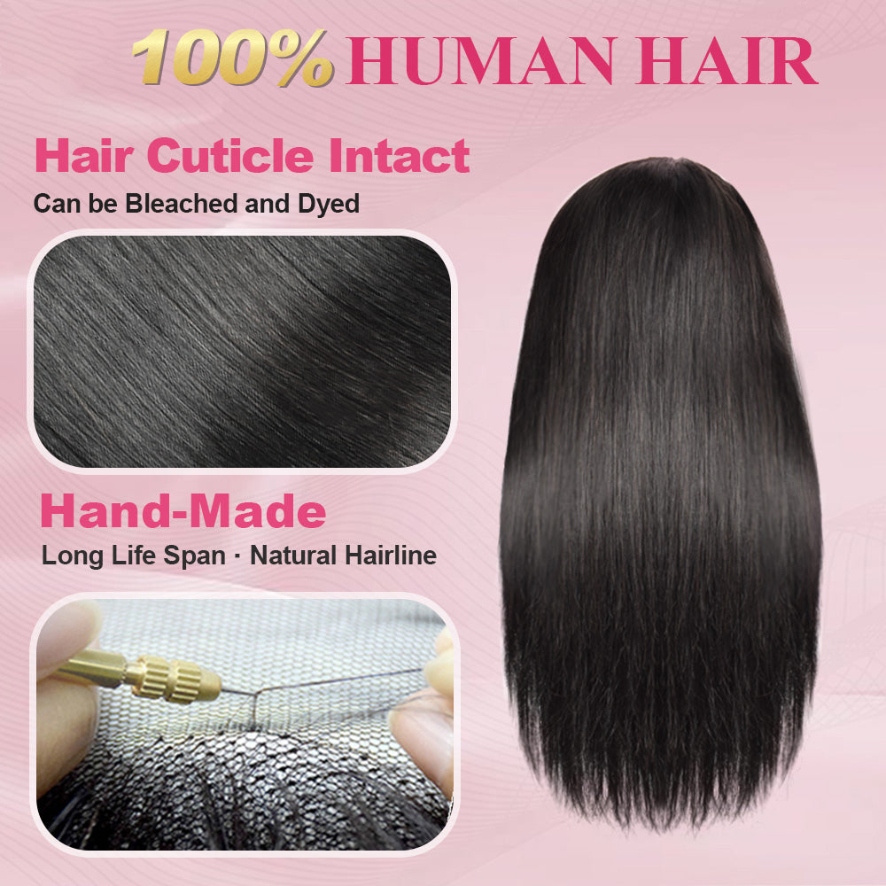 #1B Straight HD Lace Front Wigs Human Hair 180% Density Transparent Lace Frontal Wigs Pre Plucked With Baby Hair CVOHAIR