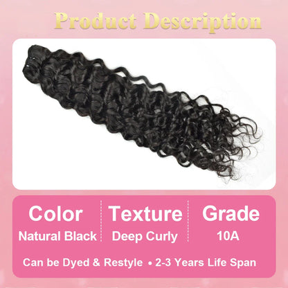 #1B Deep Curly 10A Hair Weave Bundles Brazilian Virgin Human Hair Cutctle Aligned Hair Bundles Soft Remy Hair CVOHAIR