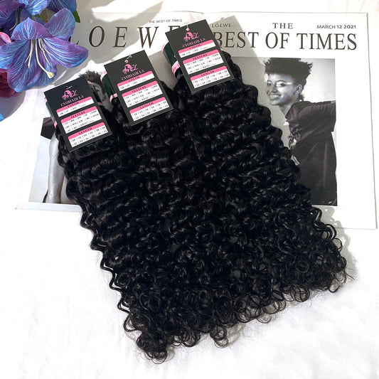 #1B Deep Curly 10A Hair Weave Bundles Brazilian Virgin Human Hair Cutctle Aligned Hair Bundles Soft Remy Hair CVOHAIR