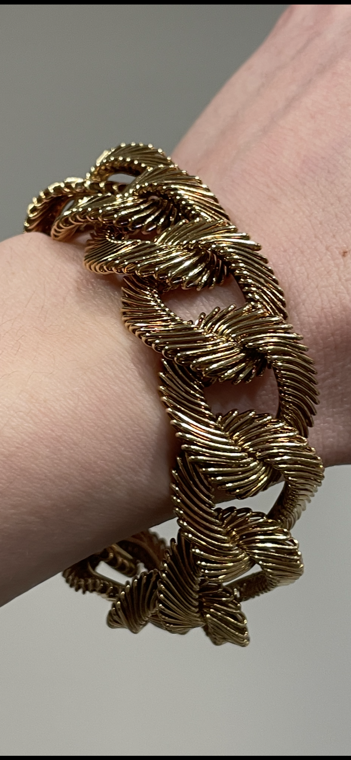 Vathtn Clthteef & Arpels Angel Hair Vintage 18k Yellow Gold Bracelet 1960's