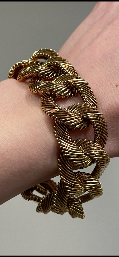 Vathtn Clthteef & Arpels Angel Hair Vintage 18k Yellow Gold Bracelet 1960's