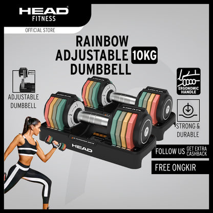 HEAD Rainbow Adjustable Dumbbell   10 kg