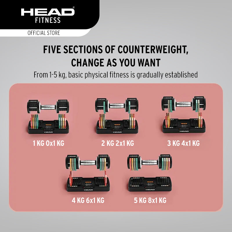 HEAD Rainbow Adjustable Dumbbell   10 kg