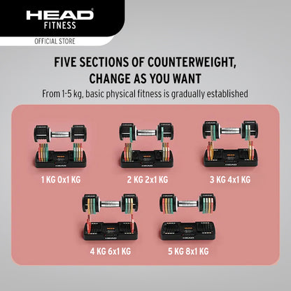 HEAD Rainbow Adjustable Dumbbell   10 kg