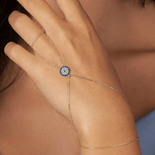 Evil Eye Hand Chain 925 Sterling Silver Dainty Bracelet