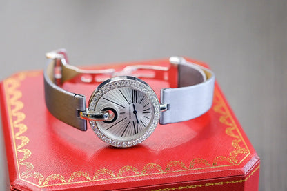 Carthttier 18K White Gold Captive 35mm Diamond Dial Ref 3120 Women Watch