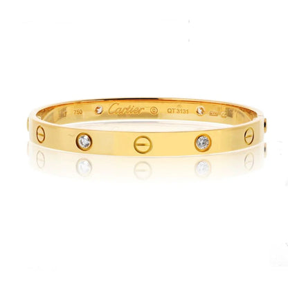 Carthttier Love 18K Yellow Gold 4 Diamond Vintage Model Size 17 Bracelet