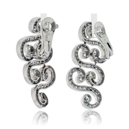 Carthttier 18K White Gold Arabesque Scroll 6.50cttw Earrings