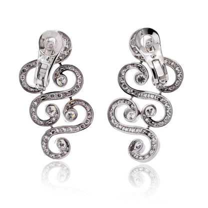 Carthttier 18K White Gold Arabesque Scroll 6.50cttw Earrings