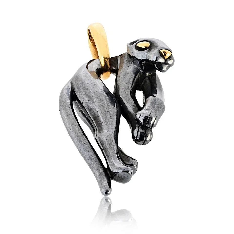 Carthttier Panthere 18K Yellow Gold Hematite Panthere Pendant