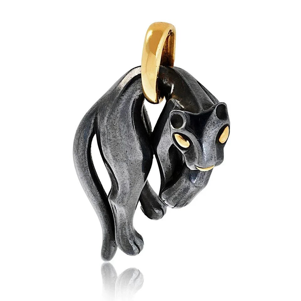 Carthttier Panthere 18K Yellow Gold Hematite Panthere Pendant