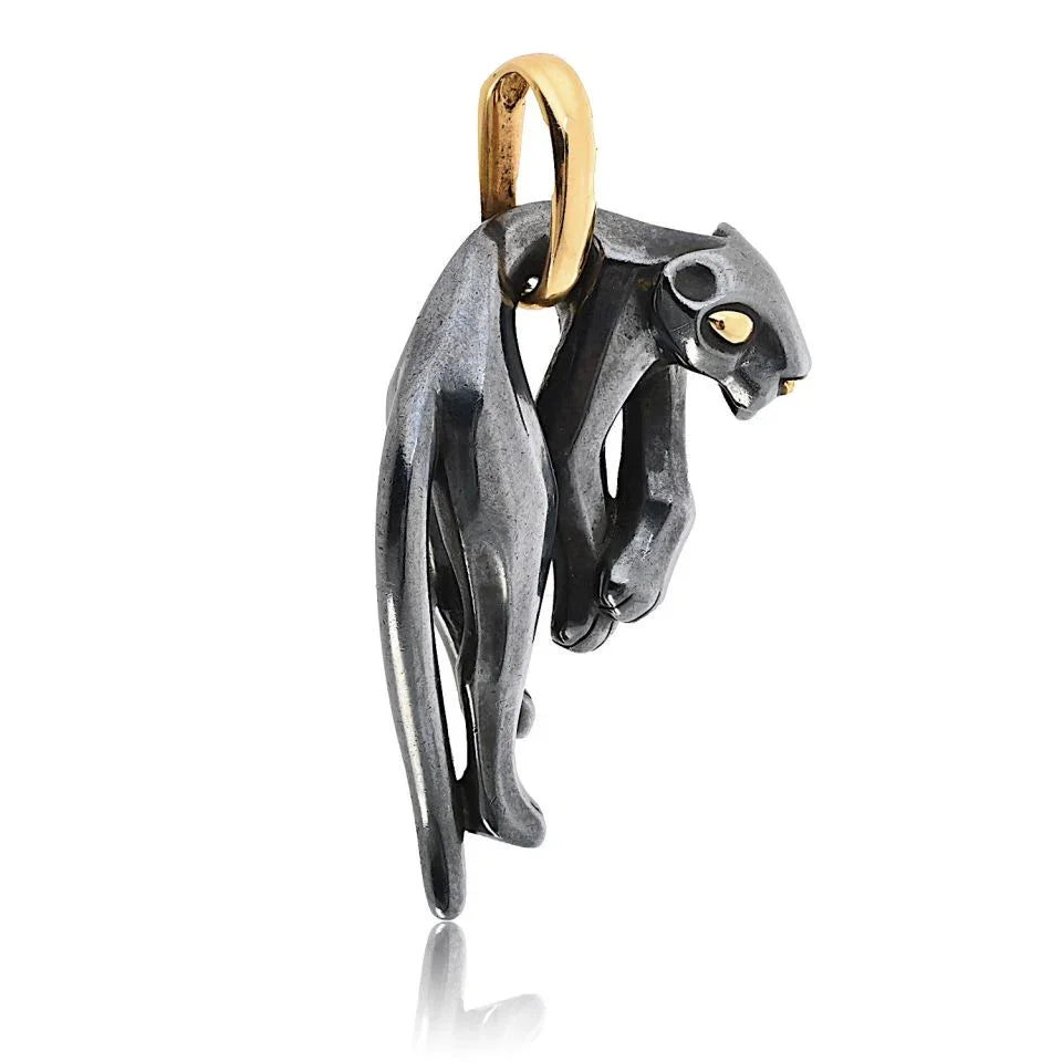Carthttier Panthere 18K Yellow Gold Hematite Panthere Pendant