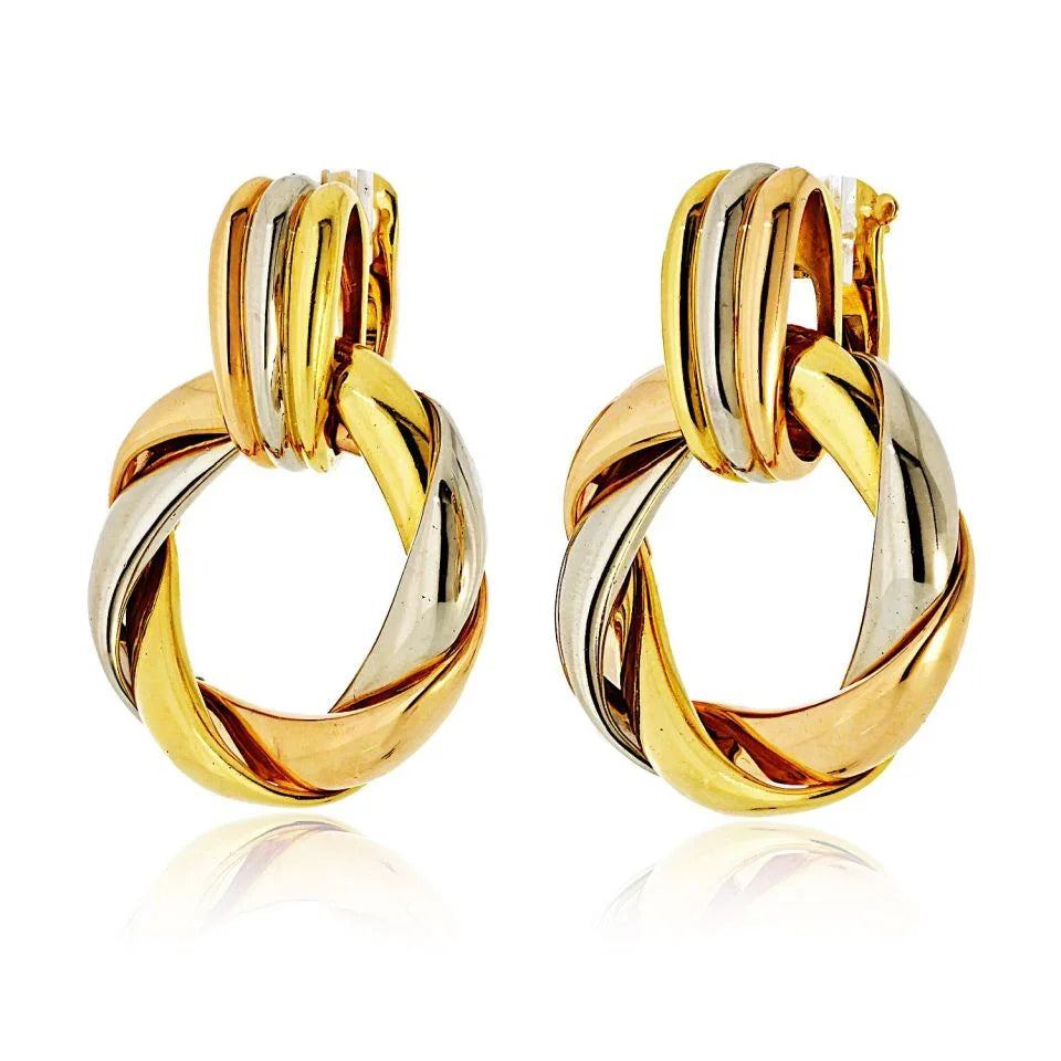 Carthttier 18K Tri Color Door Knocker For Pierced Earrs Earrings