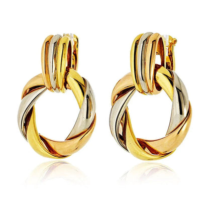 Carthttier 18K Tri Color Door Knocker For Pierced Earrings