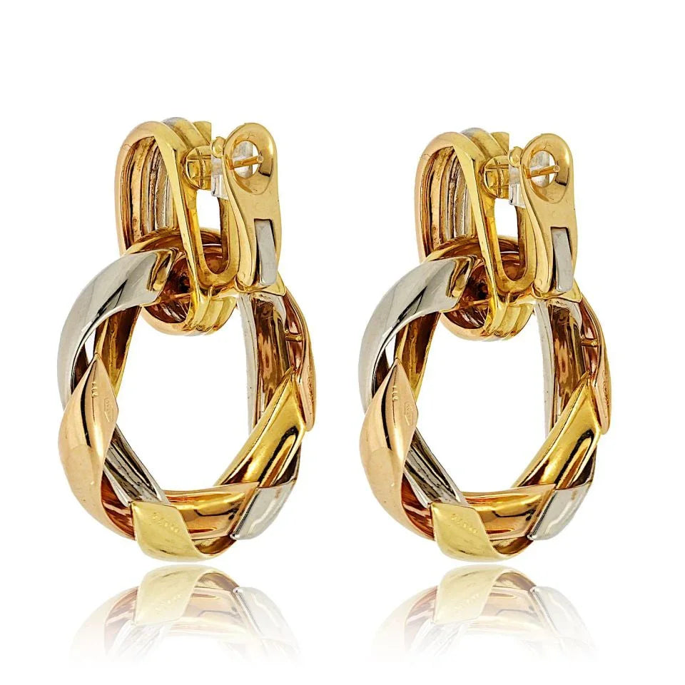 Carthttier 18K Tri Color Door Knocker For Pierced Earrings