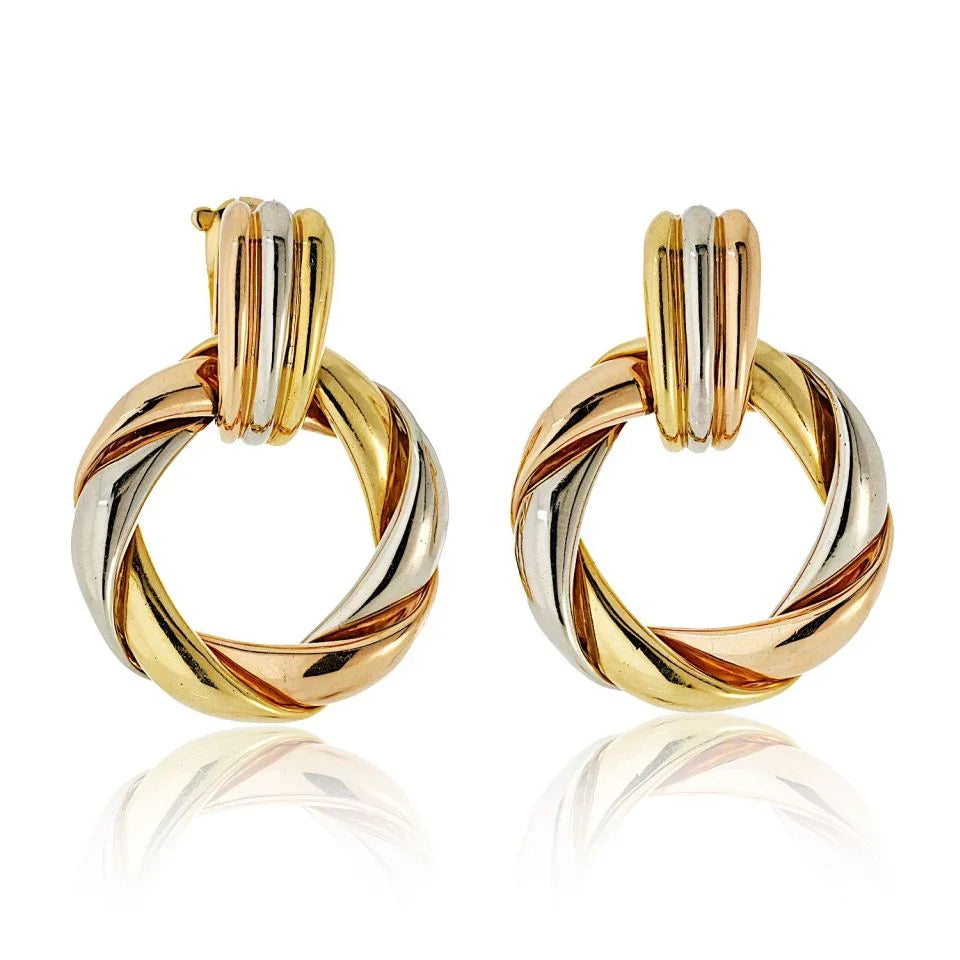 Carthttier 18K Tri Color Door Knocker For Pierced Earrs Earrings