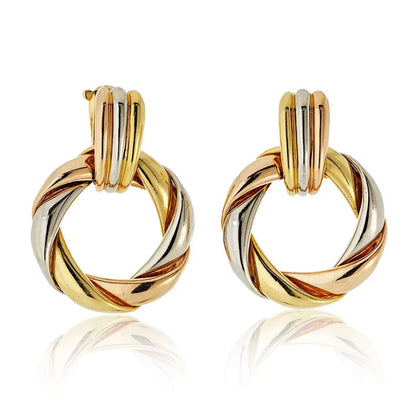 Carthttier 18K Tri Color Door Knocker For Pierced Earrings