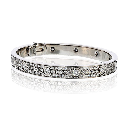 Carthttier Love 18K White Gold 12 Diamonds Pave Size 17 Bracelet