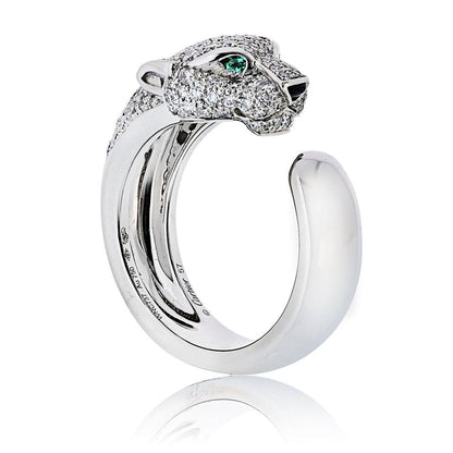 Carthttier Panthere 18K White Gold Pave Lakarda Ring