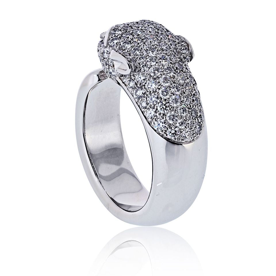 Carthttier Panthere 18K White Gold Pave Lakarda Ring