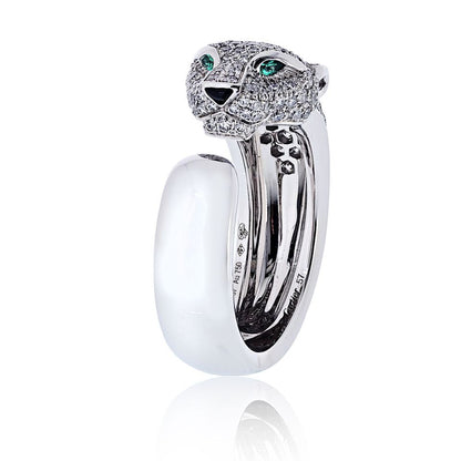 Carthttier Panthere 18K White Gold Pave Lakarda Ring