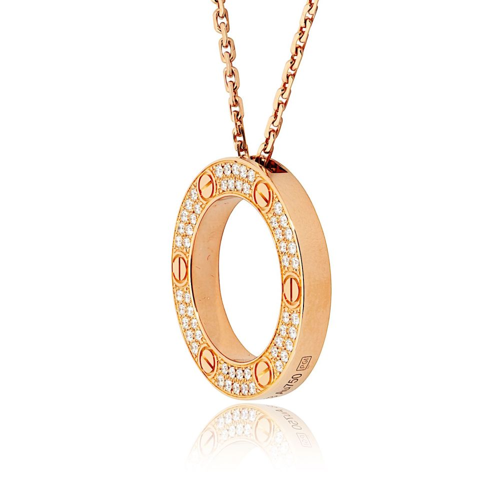 Carthttier Love 18K Rose Gold Diamond Necklace