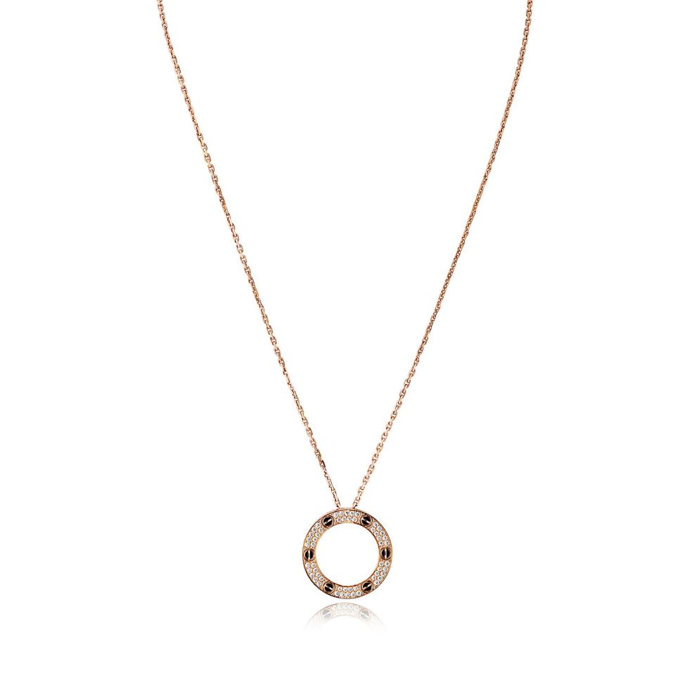 Carthttier Love 18K Rose Gold Diamond Necklace