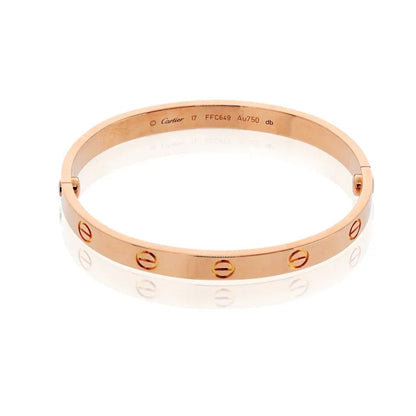 Carthttier Love 18K Rose Gold Bangle Size 17 Bracelet