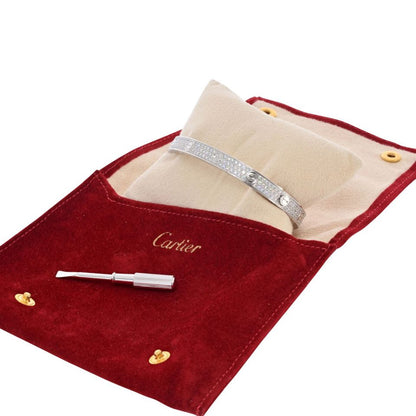 Carthttier Love 18K White Gold Pave Diamonds Size 19 Bracelet