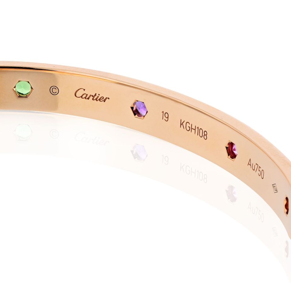 Carthttier Love 18K Rose Gold Multicolored Gemstones Size 19 Bracelet