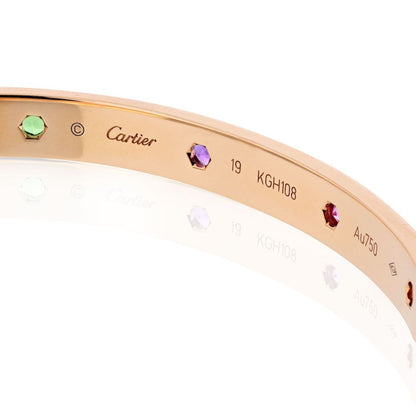 Carthttier Love 18K Rose Gold Multicolored Gemstones Size 19 Bracelet