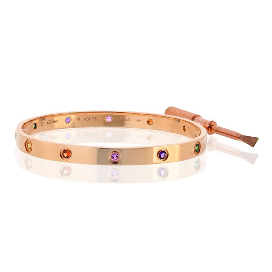 Carthttier Love 18K Rose Gold Multicolored Gemstones Size 19 Bracelet