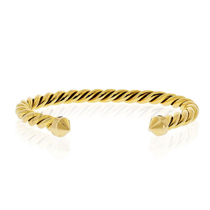 Carthttier 18K Yellow Gold Twisted Cuff Size 16 Bangle Bracelet