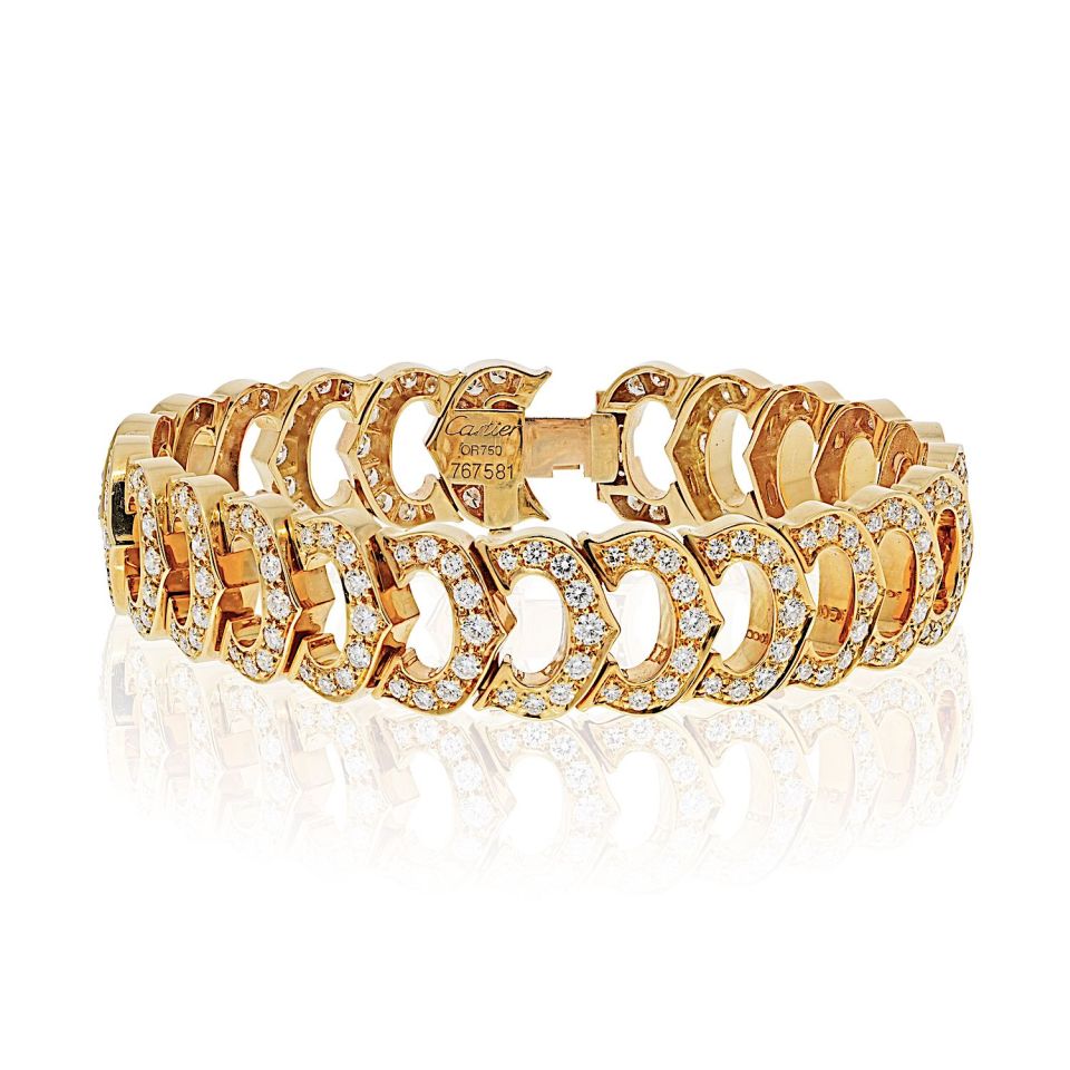 Carthttier 18K Yellow Gold C De Carthttier Full Diamond Ladies Bracelet