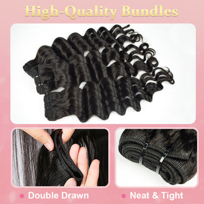 #1B Loose Deep Wave 10A Bundles Human Hair Bundles Brazilian Virgin Human Hair Weave Bundles Natural Black Color CVOHAIR