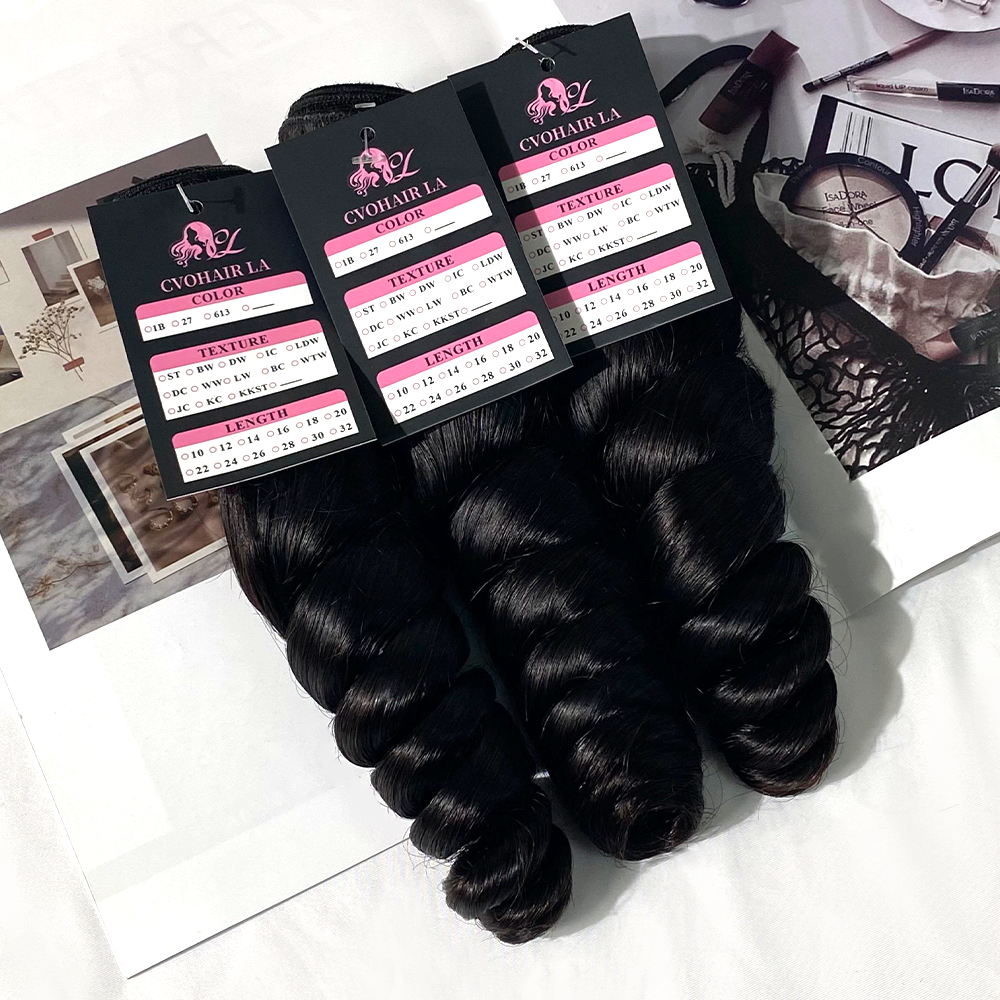 #1B Loose Wave 10A Human Hair Weave Bundles 100% Unprocessed Virgin Brazilian Remy Hair Bundles Natural Color CVOHAIR