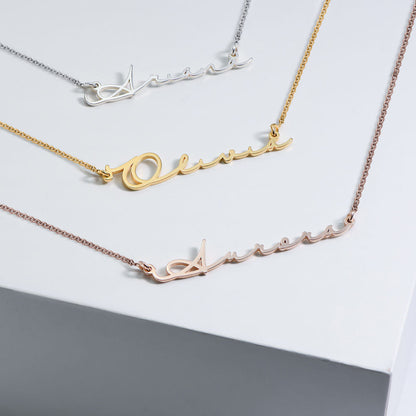Handwriting Name Necklace Rose Gold Pendant with Chain