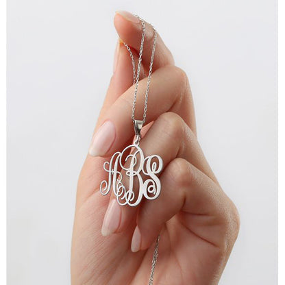 Family Gift Monogram Pendant Necklace in Silver