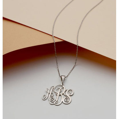 Family Gift Monogram Pendant Necklace in Silver